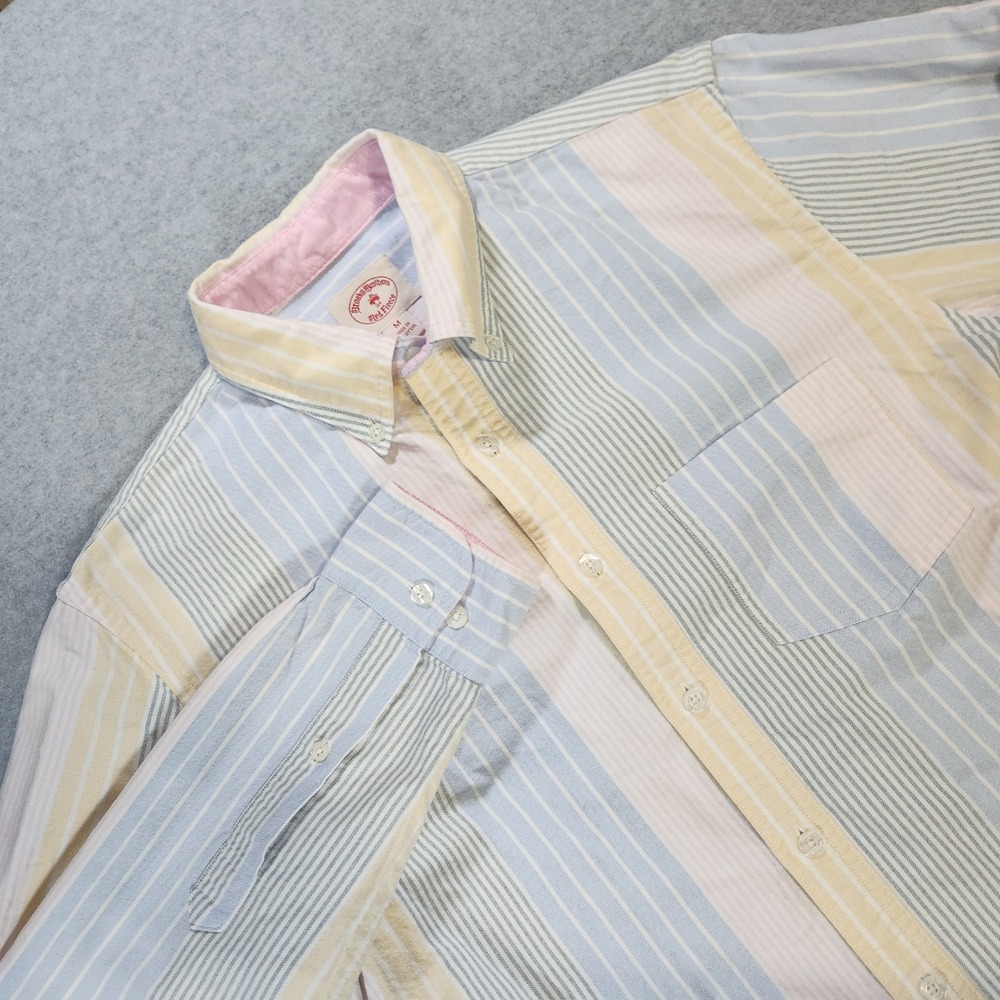 Brooks Brothers Red Fleece Mens Medium Pastel Multi Stripe Oxford Shirt Long Slv